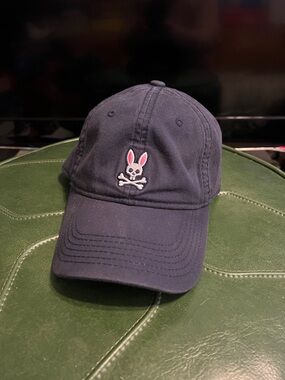 PSYCHO BUNNY SUNBLEACHED NAVY DAD HAT ADJUSTABLE STRAP